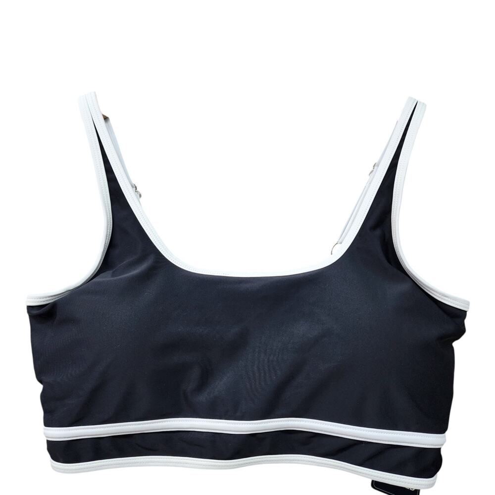 NWT BMJL Bikini Set L Black High Waisted 2 Piece Bandeau Swimsuit Beach Sporty - Picture 2 of 13
